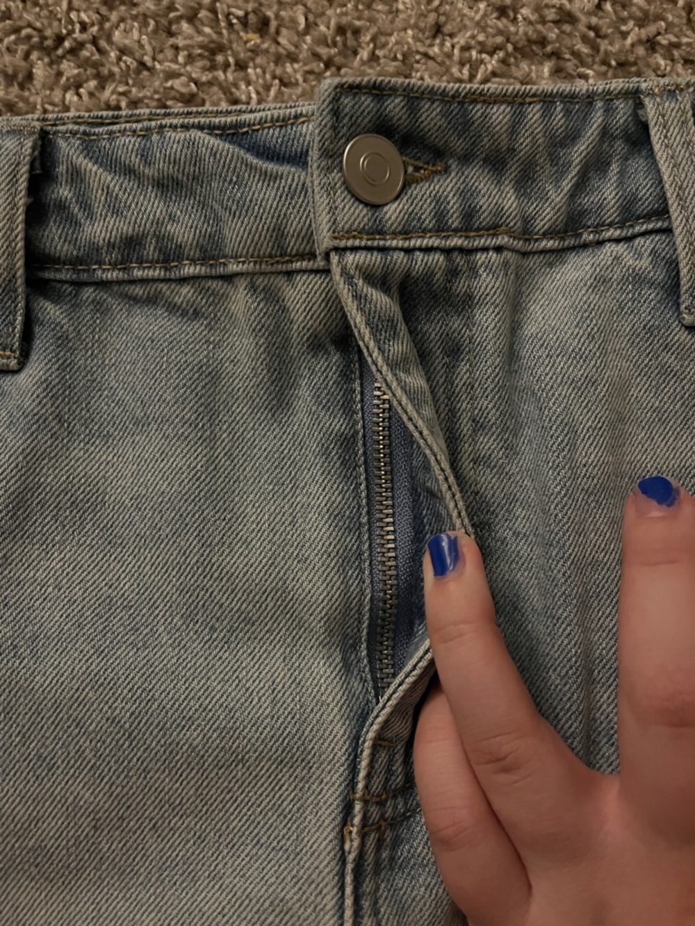 Light Blue Distressed Denim Mini Skirt - Picture 6 of 7